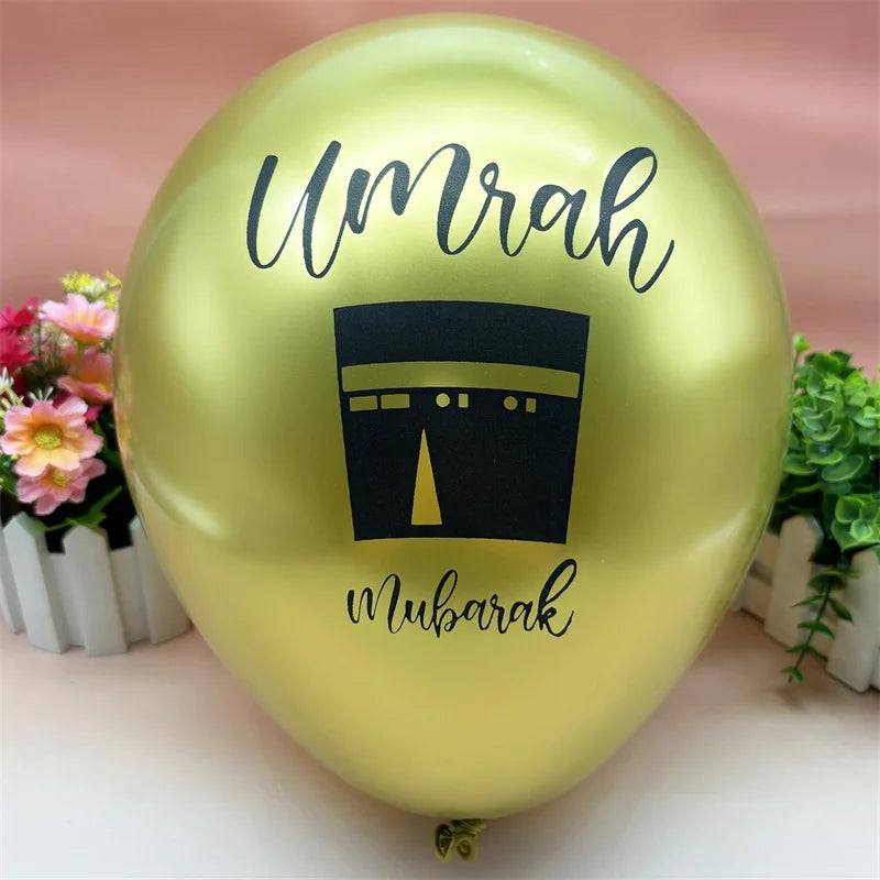⭐ 10x Umrah Mubarak Luftballons | Schwarz Gold Deko Set | Latexballons Islamische Party