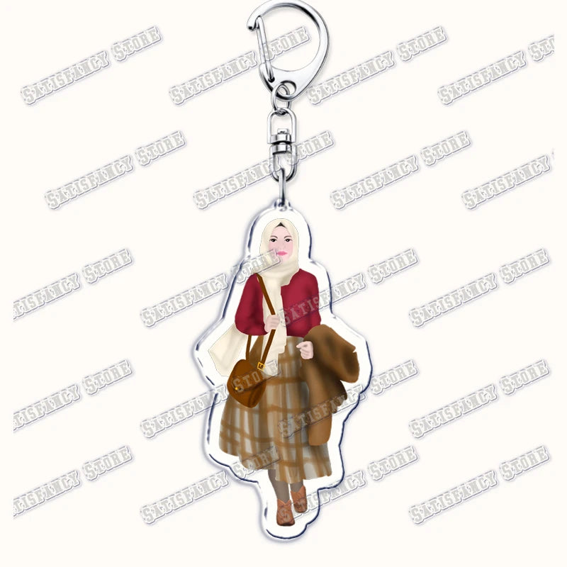 Fashion Islam Muslim Girl Woman Keychains for Accessories Bag Ramadan Eid Mubarak Hijab Keyrings Jewelry Fans Feminism Gifts