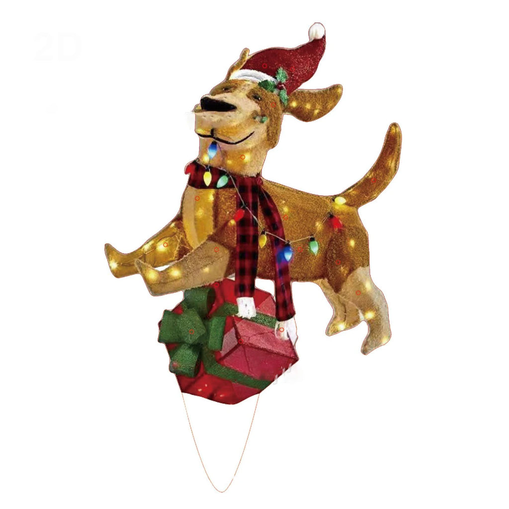 ⭐ LED Weihnachtsdeko Garten Hund | Beleuchtete Acryl Figur 35cm | Batteriebetrieben Aussen