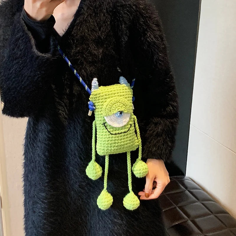 ⭐Monster Häkeltasche Big Eyes | Kreative Umhängetasche | Süßes Cartoon Handy-Bag