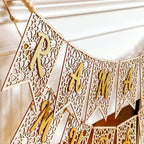⭐Holz Girlande Ramadan Mubarak | Rustikaler Perlen Banner | Eid Deko Set 2-teilig