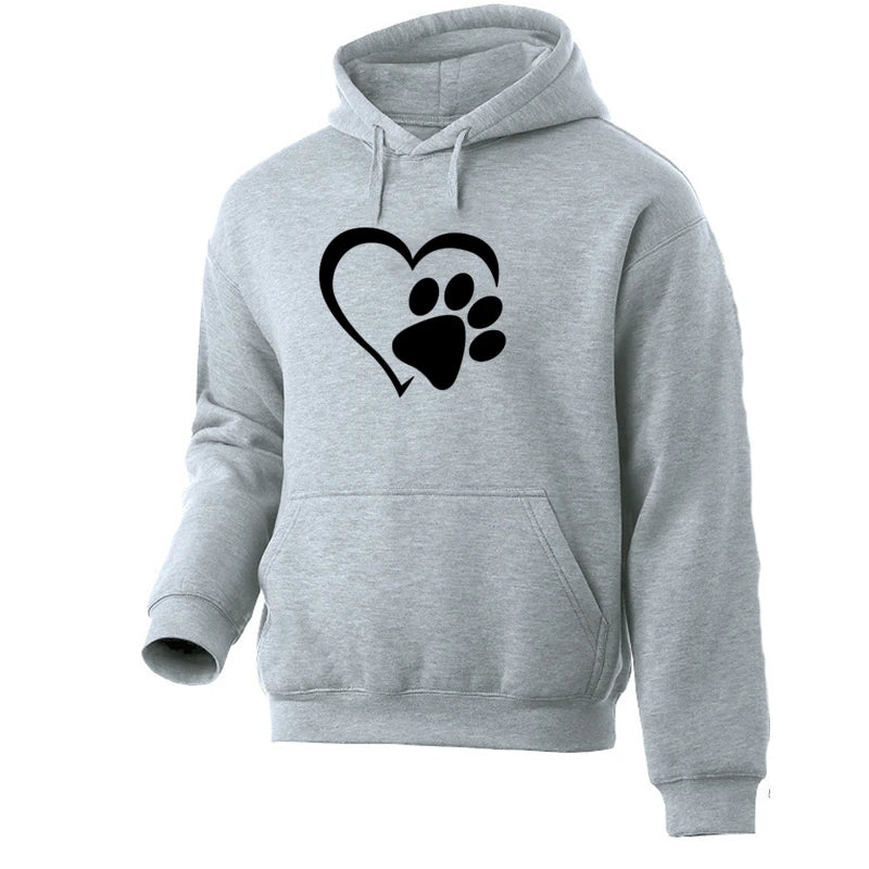 ⭐ Hunde Pfoten Hoodie | Süßer Herz-Print | Unisex Pullover Langarm Herbst Winter