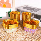 50pcs Gold Cupcake Liners Eid Mubarak Muslim Pattern Foil Muffin Baking Cupcake Wrappers Holder for Ramadan Islamic Party Decor