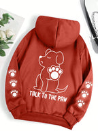 ⭐ Talk To The Paw Hoodie Damen | Lustiger Hunde Cartoon Print | Fleece Pullover