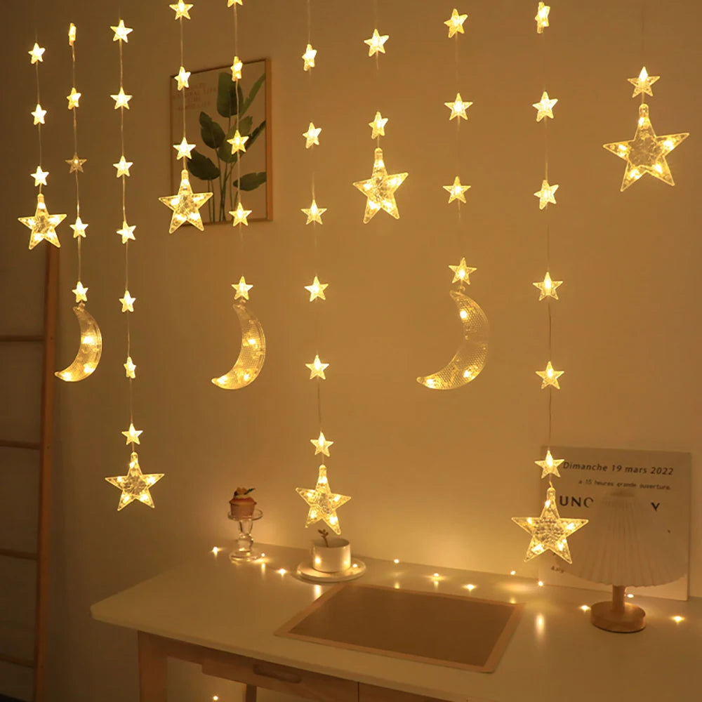 ⭐Mond & Stern LED Lichterkette | Ramadan Fensterdeko | Batteriebetrieben & Stimmungsvoll