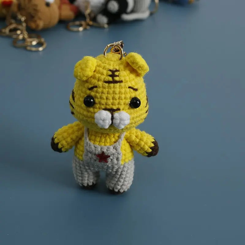 Cute Monkey Dragon Bag Knitting Yarn Keychain Pendant Cartoon Doll Decoration Couple Gift Knit Crochet Supplies