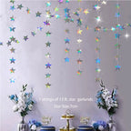 Iridescent Star Moon Circle Garland Ramadan EID Mubarak Birthday Party Decorations Hanging Crescent Twinkle Little Star Streamer