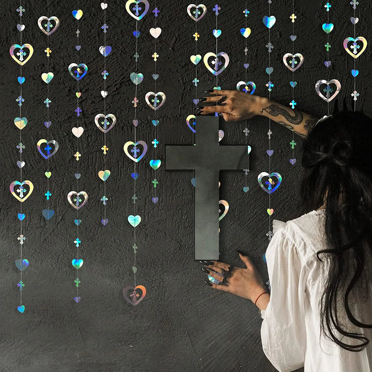 Iridescent Star Moon Circle Garland Ramadan EID Mubarak Birthday Party Decorations Hanging Crescent Twinkle Little Star Streamer