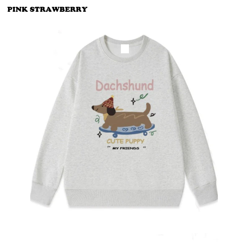 ⭐ Dackel Plüsch Hoodie Damen | Korean Style Oversized | Y2K Kawaii Pullover 2025