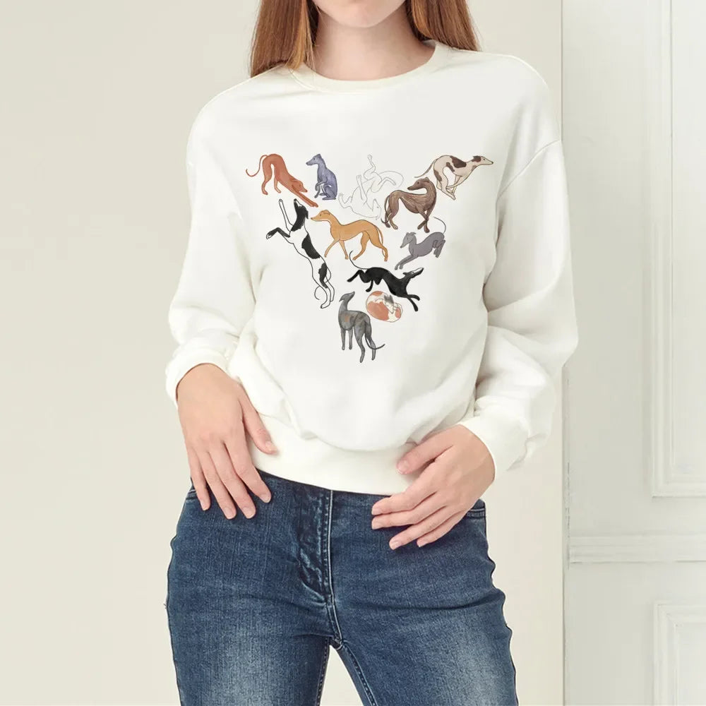 ⭐ Greyhound Hoodie Damen | Crazy Greyhound Lady | Harajuku Streetwear Pullover