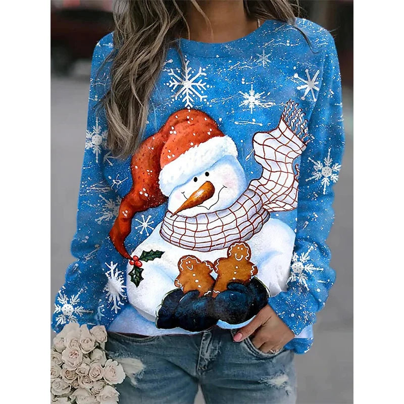 ⭐ Damen Weihnachts Sweatshirt 3D Schneemann | Oversized Pullover | Leichter Y2k Style