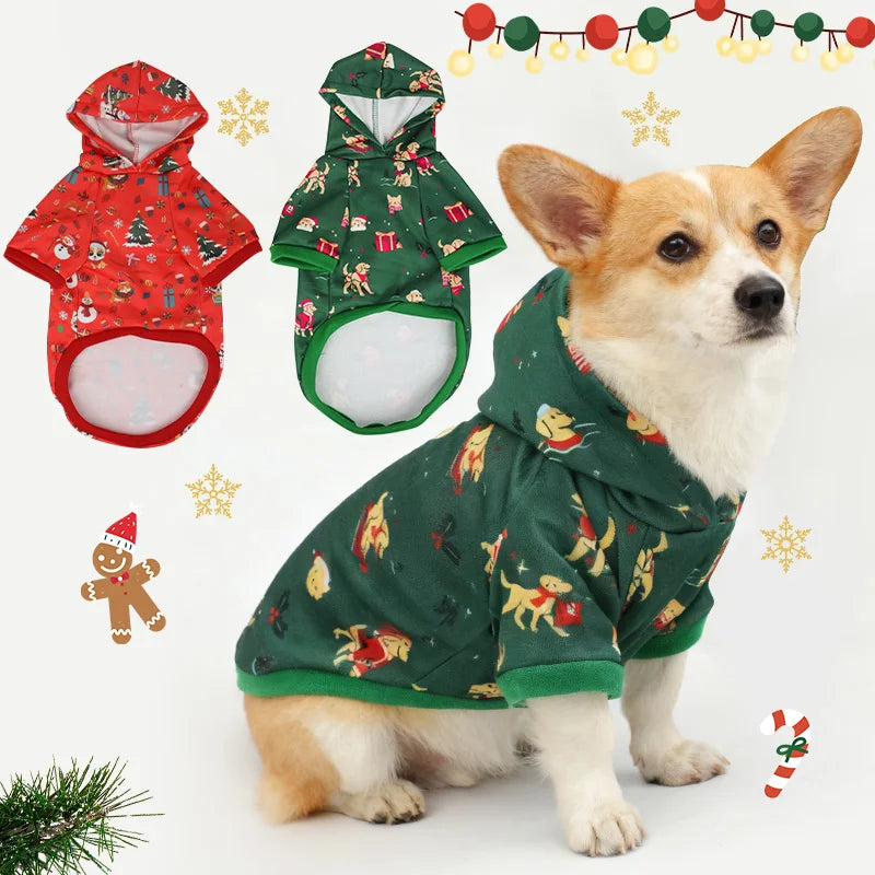 ⭐ Neuer Hunde Hoodie Weihnachten | Warmer Winterpullover mit Kapuze | Festliche Kleidung