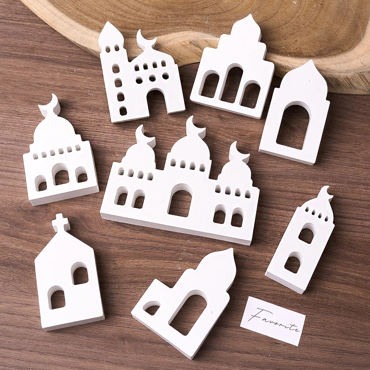 3D Mosque Shape Silicone Mold Hollow House Plaster Ornaments Mould Ramadan Holiday Gift Candle Gypsum Mold Home Decor Supplies
