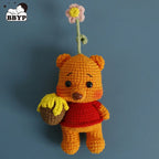 Handmade Crochet Stuffed Key Chain Cartoon Knitted Cartoon bear Rabbit Doll Key Ring Pendant for Boys Schoolbag Key chain
