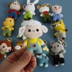 Cute Monkey Dragon Bag Knitting Yarn Keychain Pendant Cartoon Doll Decoration Couple Gift Knit Crochet Supplies
