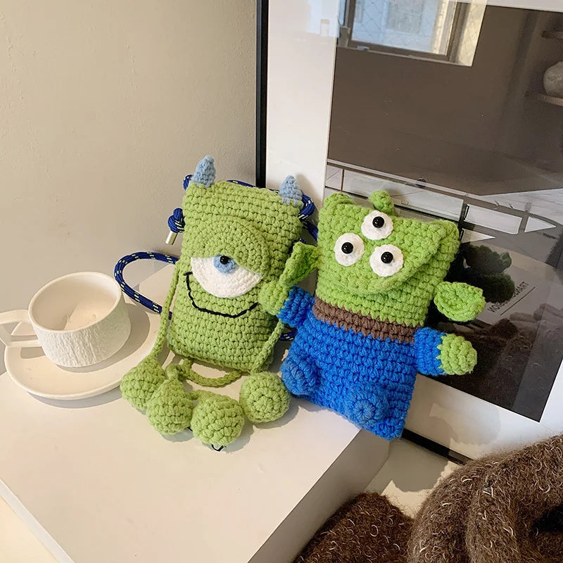 ⭐Monster Häkeltasche Big Eyes | Kreative Umhängetasche | Süßes Cartoon Handy-Bag