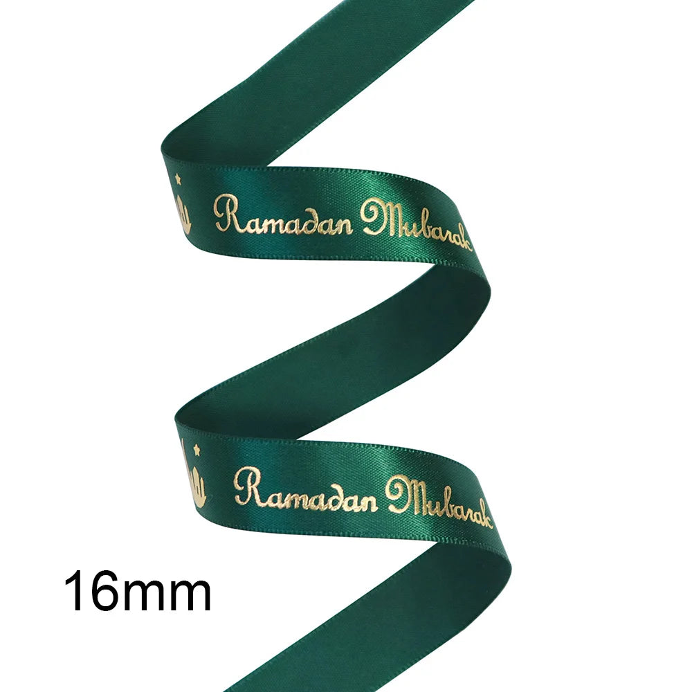 ⭐Satin Geschenkband Eid Mubarak | Goldfolien Aufdruck | Ramadan Deko & Verpackung