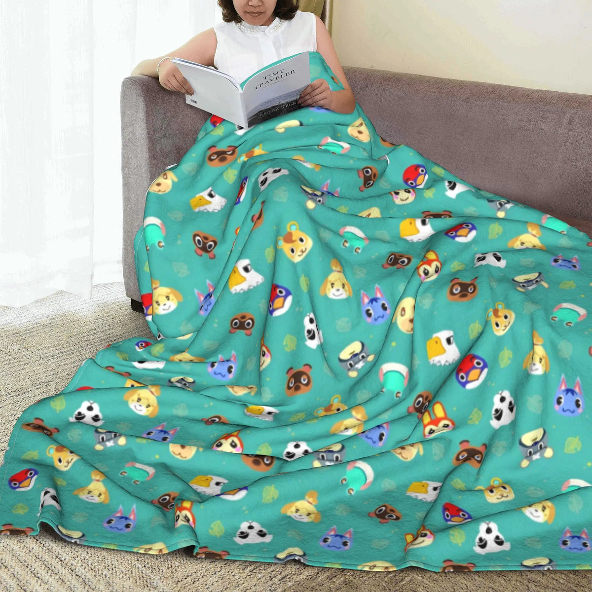 Funny Animals Game Crossing Knitted Blankets Cartoon New Horizons Wool Throw Blanket Airplane Personalised Soft Warm Bedspreads
