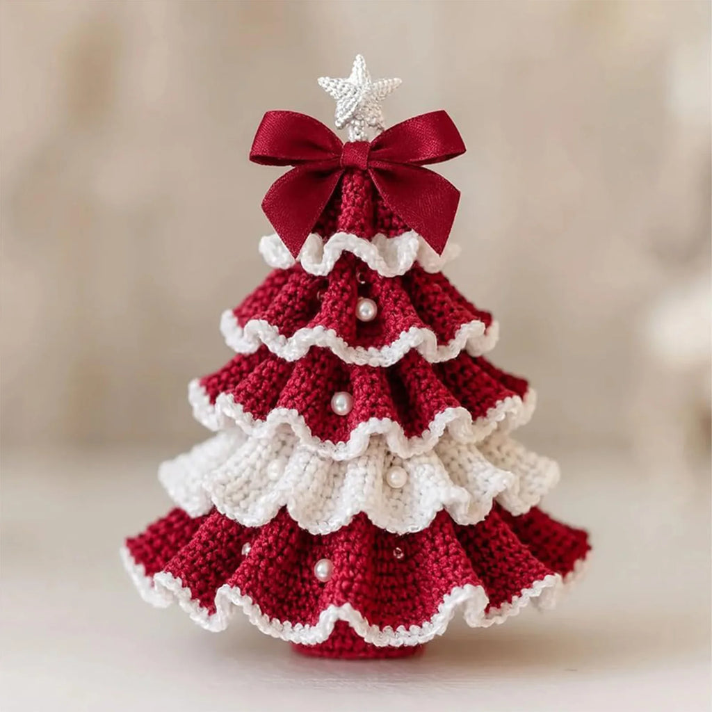 ⭐ DIY Häkelset Weihnachtsbaum | 20cm Tannenbaum mit Perlen & Schleife | Anfänger Kit