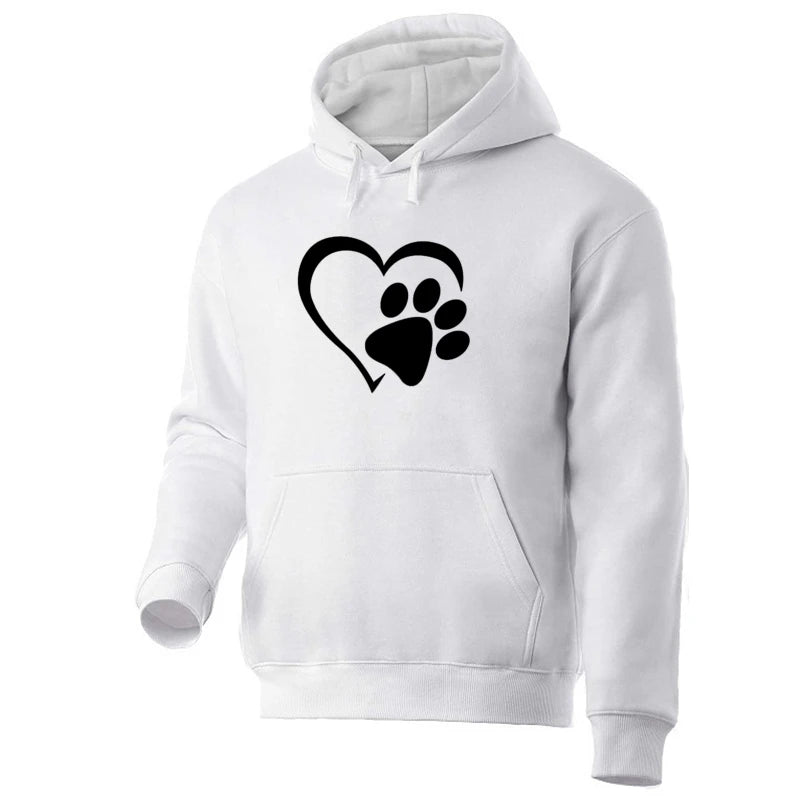 ⭐ Hunde Pfoten Hoodie | Süßer Herz-Print | Unisex Pullover Langarm Herbst Winter