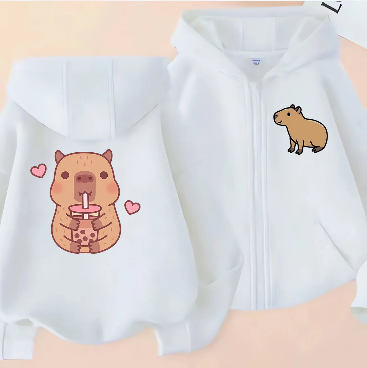 ⭐ Kinder Capybara Hoodie | Lustiger Zip Up Reißverschluss | Manga Sweatshirt Jungen Mädchen
