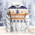 ⭐ 3D Weihnachts Hoodie Herren Damen Kinder | Schneemann & Elch Print | Partnerlook XS-6XL