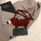 Western style sausage dog yarn hook woven bag finished product, parent-child crossbody bag, mobile phone bag