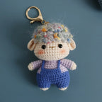 Cute Lamb doll Charm Keychains Cartoon Mini Hand Knitted Car Keyring Lovely Backpack Handbag Pendant Couple Keyholder