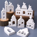 3D Mosque Shape Silicone Mold Hollow House Plaster Ornaments Mould Ramadan Holiday Gift Candle Gypsum Mold Home Decor Supplies