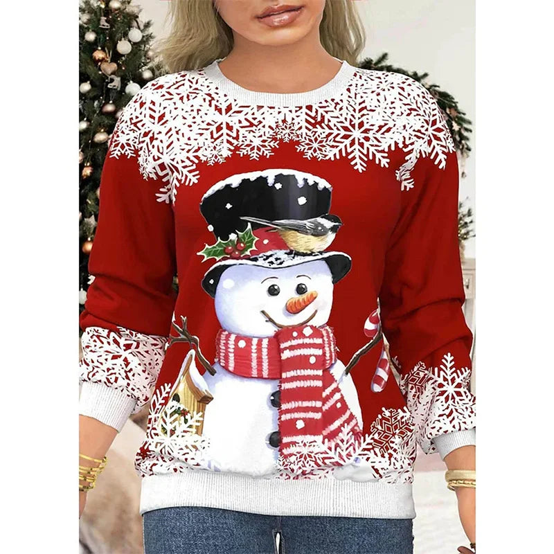 ⭐ Damen Weihnachts Sweatshirt 3D Schneemann | Oversized Pullover | Leichter Y2k Style