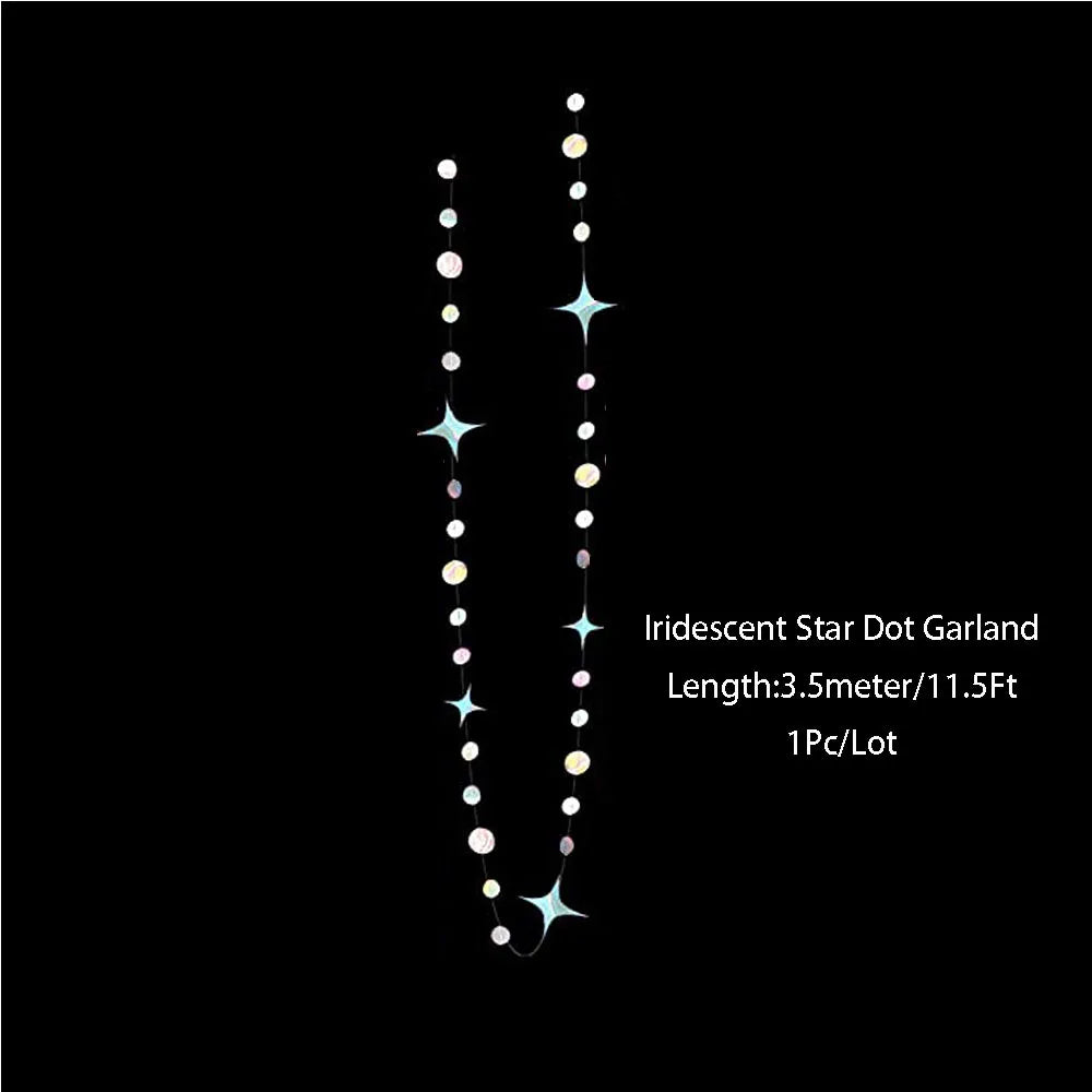 Iridescent Star Moon Circle Garland Ramadan EID Mubarak Birthday Party Decorations Hanging Crescent Twinkle Little Star Streamer