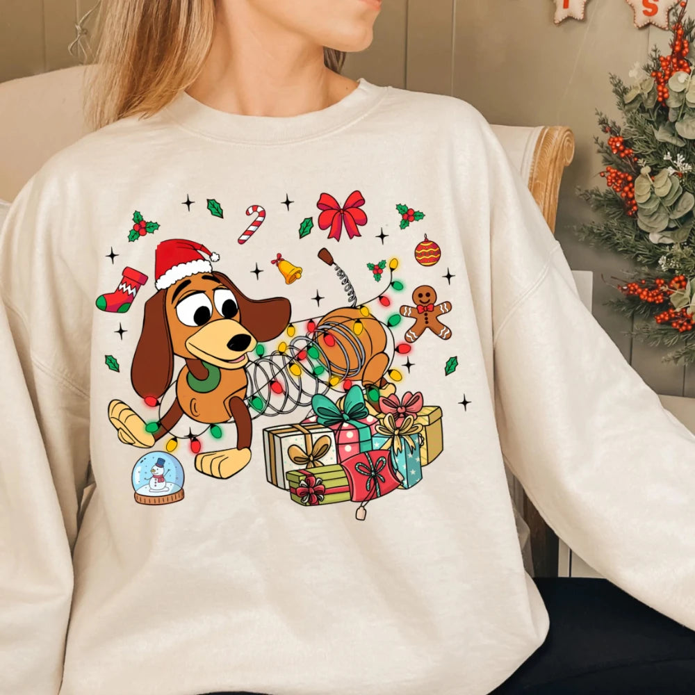 ⭐ Toy Story Weihnachts Hoodie Slinky Dog | Heavyweight Baumwolle | Fleece Gefüttert | S-3XL