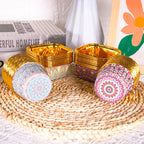 50pcs Gold Cupcake Liners Eid Mubarak Muslim Pattern Foil Muffin Baking Cupcake Wrappers Holder for Ramadan Islamic Party Decor