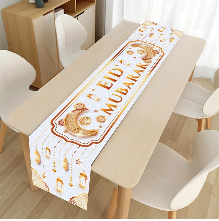 Ramadan Table Runner Eid Mubarak Decoration 2026 for Home Ramadan Kareem Ramadan Mubarak Islamic Muslim Party Eid Al-Fitr Gifts