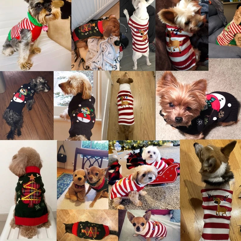 🎄 Christmas Dog Sweater — Warm Knitted Winter Outfit for Dogs & Puppies