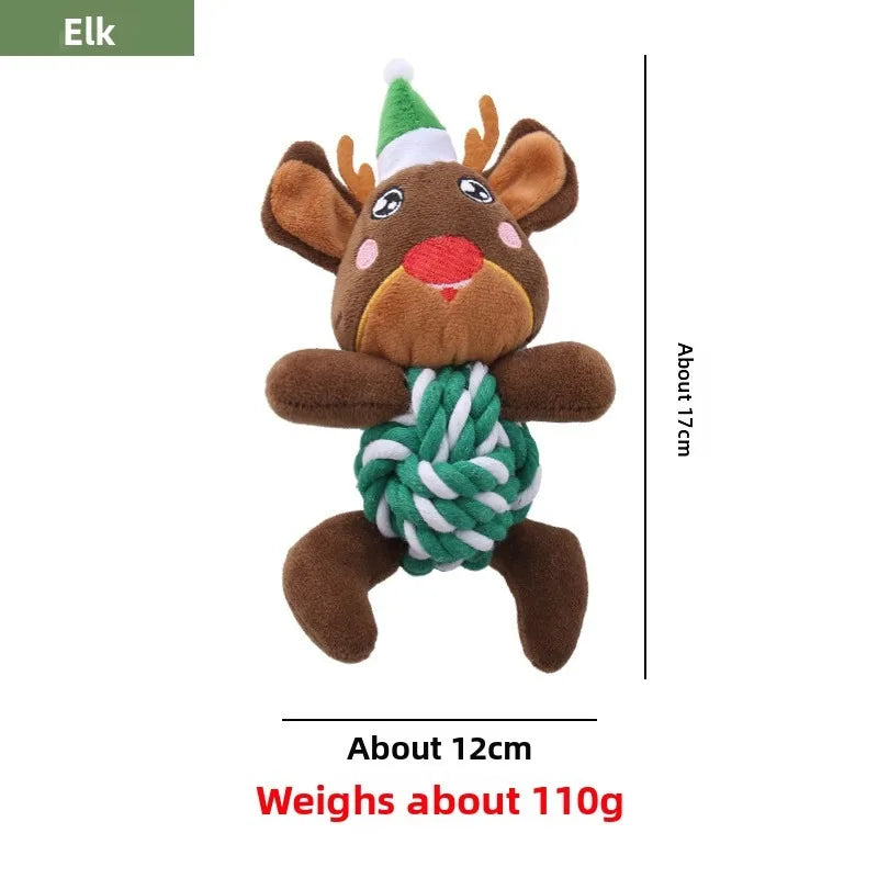 ⭐ Hunde Spielzeug Weihnachten | Plüsch & Tau mit Quietscher | Zahnpflege Welpen | Santa & Elch