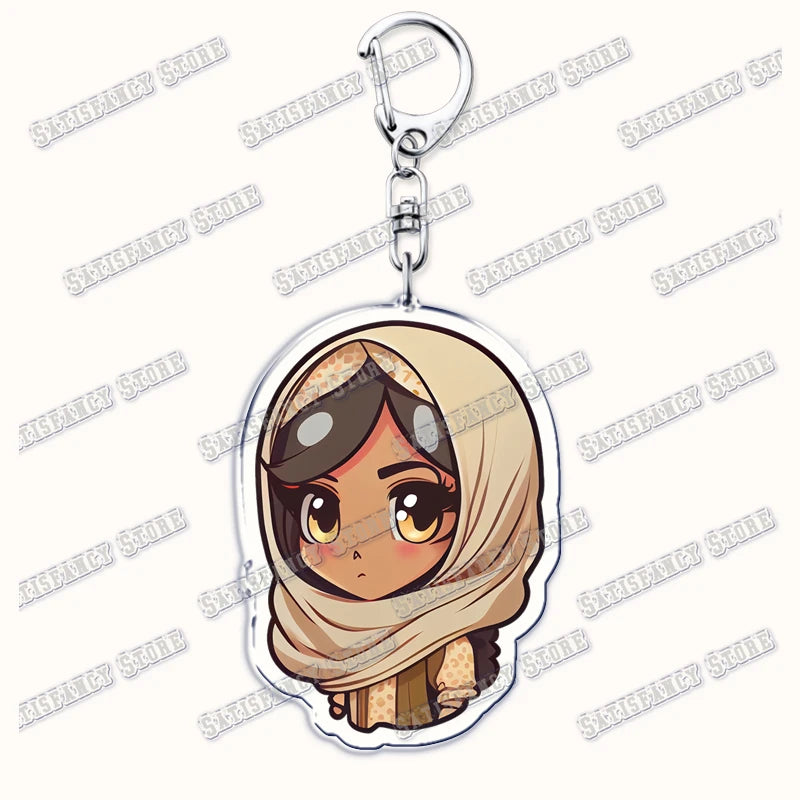Fashion Islam Muslim Girl Woman Keychains for Accessories Bag Ramadan Eid Mubarak Hijab Keyrings Jewelry Fans Feminism Gifts