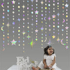 Iridescent Star Moon Circle Garland Ramadan EID Mubarak Birthday Party Decorations Hanging Crescent Twinkle Little Star Streamer