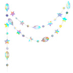 Iridescent Star Moon Circle Garland Ramadan EID Mubarak Birthday Party Decorations Hanging Crescent Twinkle Little Star Streamer