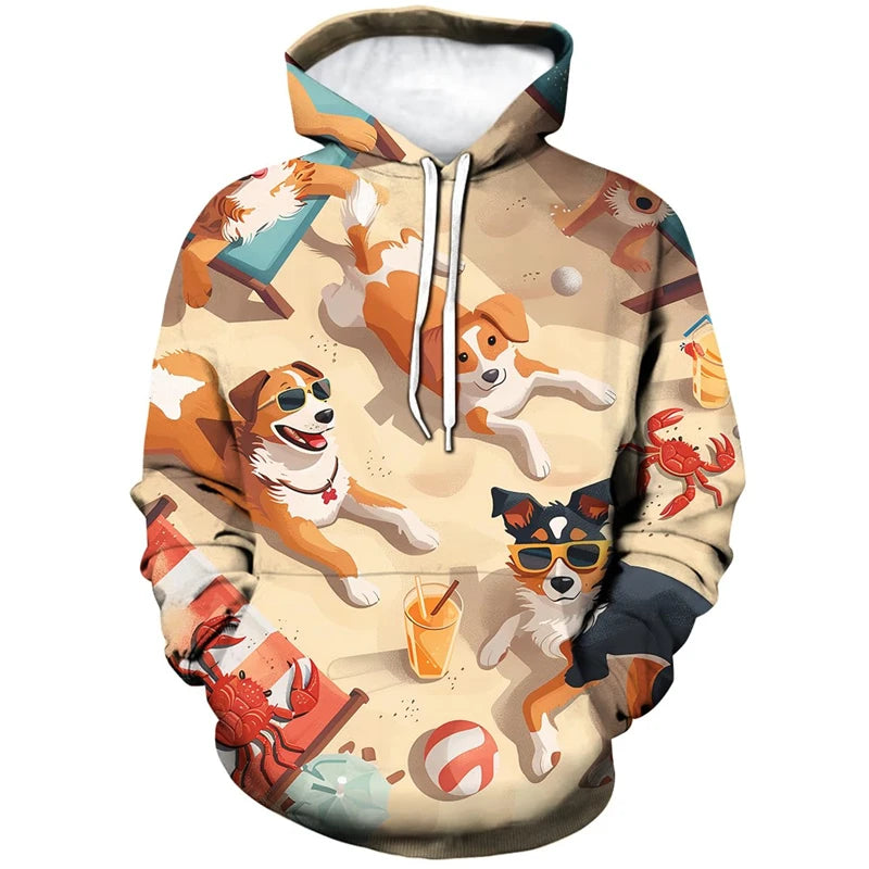 ⭐ Unisex 3D Hunde Katzen Hoodie | Tier-Print Pullover mit Taschen | Langarm