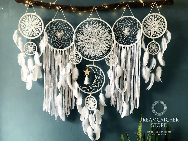 5pcs/set Dream Catchers Boho Home Decor Macrame Dream Catchers Wall Hangings Moon Ramadan Dreamcatcher Kids Nursery Ornament