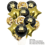 ⭐ 10x Umrah Mubarak Luftballons | Schwarz Gold Deko Set | Latexballons Islamische Party