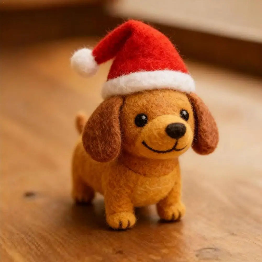 ⭐ Filz Dackel Weihnachtsdeko | Handgefertigter Anhänger 10cm | Santa Mütze | Hundeliebhaber