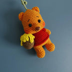 Handmade Crochet Stuffed Key Chain Cartoon Knitted Cartoon bear Rabbit Doll Key Ring Pendant for Boys Schoolbag Key chain