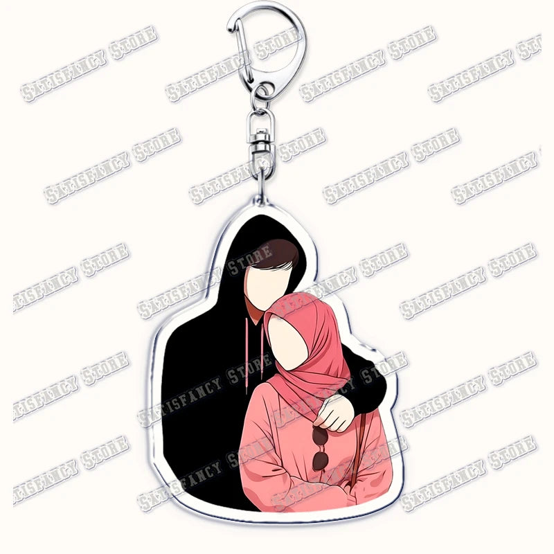 Fashion Islam Muslim Girl Woman Keychains for Accessories Bag Ramadan Eid Mubarak Hijab Keyrings Jewelry Fans Feminism Gifts