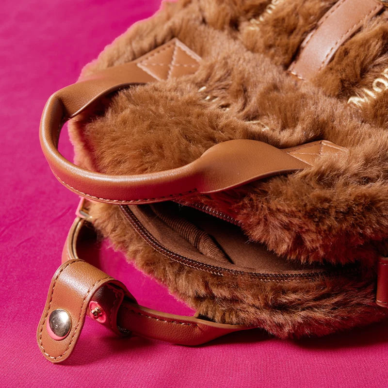 ⭐Harry Potter Plüsch Tasche Braun | Winter Crossbody Shopper | Große Weiche Umhängetasche