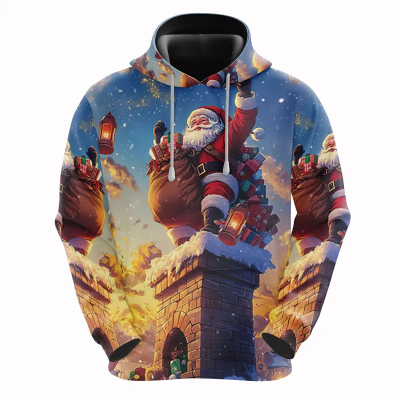 ⭐ 3D Santa Hoodie Familie | Weihnachtsmann Pullover für Kinder & Erwachsene | XS-6XL