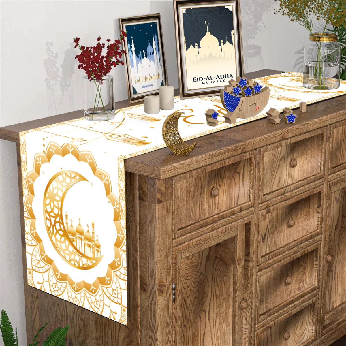 Ramadan Table Runner Eid Mubarak Decoration 2026 for Home Ramadan Kareem Ramadan Mubarak Islamic Muslim Party Eid Al-Fitr Gifts