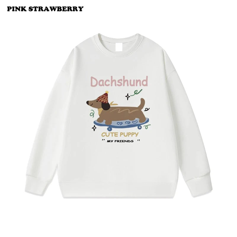 ⭐ Dackel Plüsch Hoodie Damen | Korean Style Oversized | Y2K Kawaii Pullover 2025