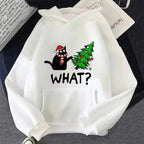 ⭐ Katzen Hoodie Weihnachten | Warmes Fleece Innenfutter | Cat & Tree Print | Unisex S-3XL